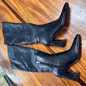 Naturalizer Black Leather Knee-High Block Heel Boots brand new never worn